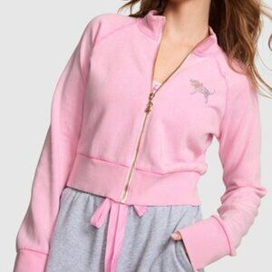 VS PINK X LOVESHACKFANCY Pink Lollipop LG FULL-ZIP SWEATSHIRT LIMITED ED nwt